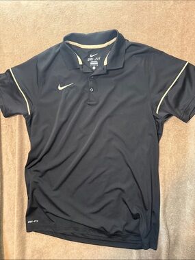 Nike Men’s Dri-fit  Black Polo with Gold Trim